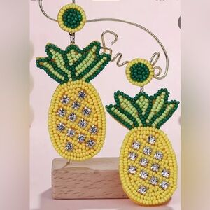 pineapple earrings costume jewelry chunky boho bohemian vacation cruise fruit